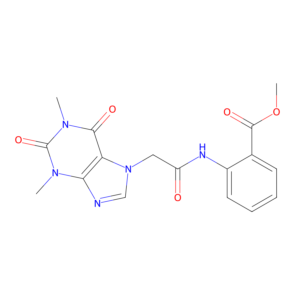 methyl 2-{[(1,3-dimethyl-2,6-dioxo-1,2,3,6-tetrahydro-7H-purin-7-yl)acetyl]amino}benzoate molecular structure, CAS 314042-90-5