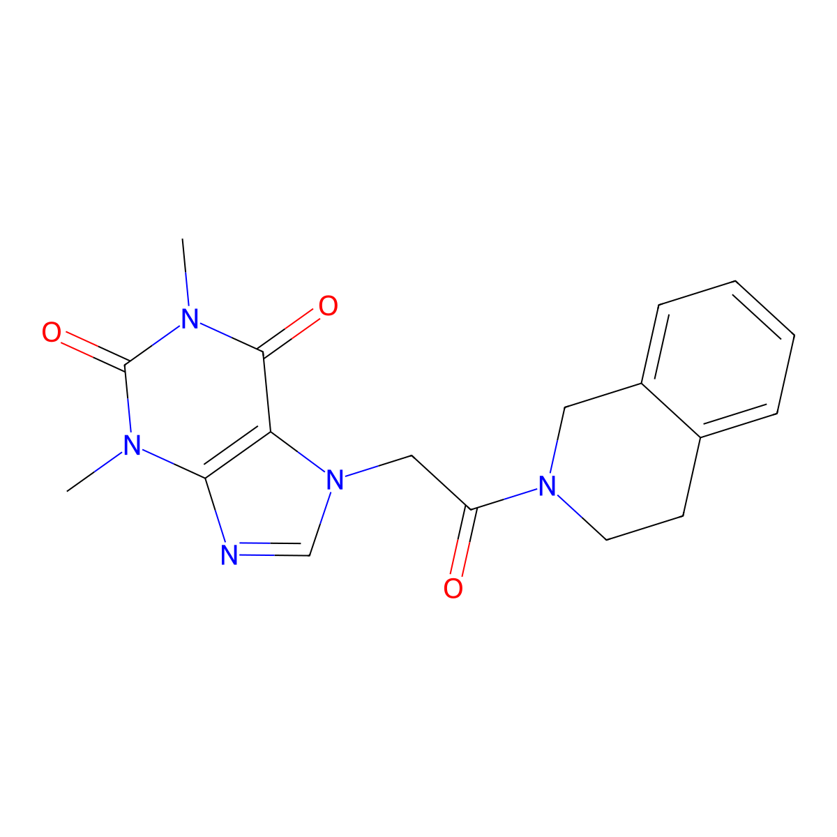 7-[2-(3,4-dihydroisoquinolin-2(1H)-yl)-2-oxoethyl]-1,3-dimethyl-3,7-dihydro-1H-purine-2,6-dione molecular structure, CAS 314042-94-9