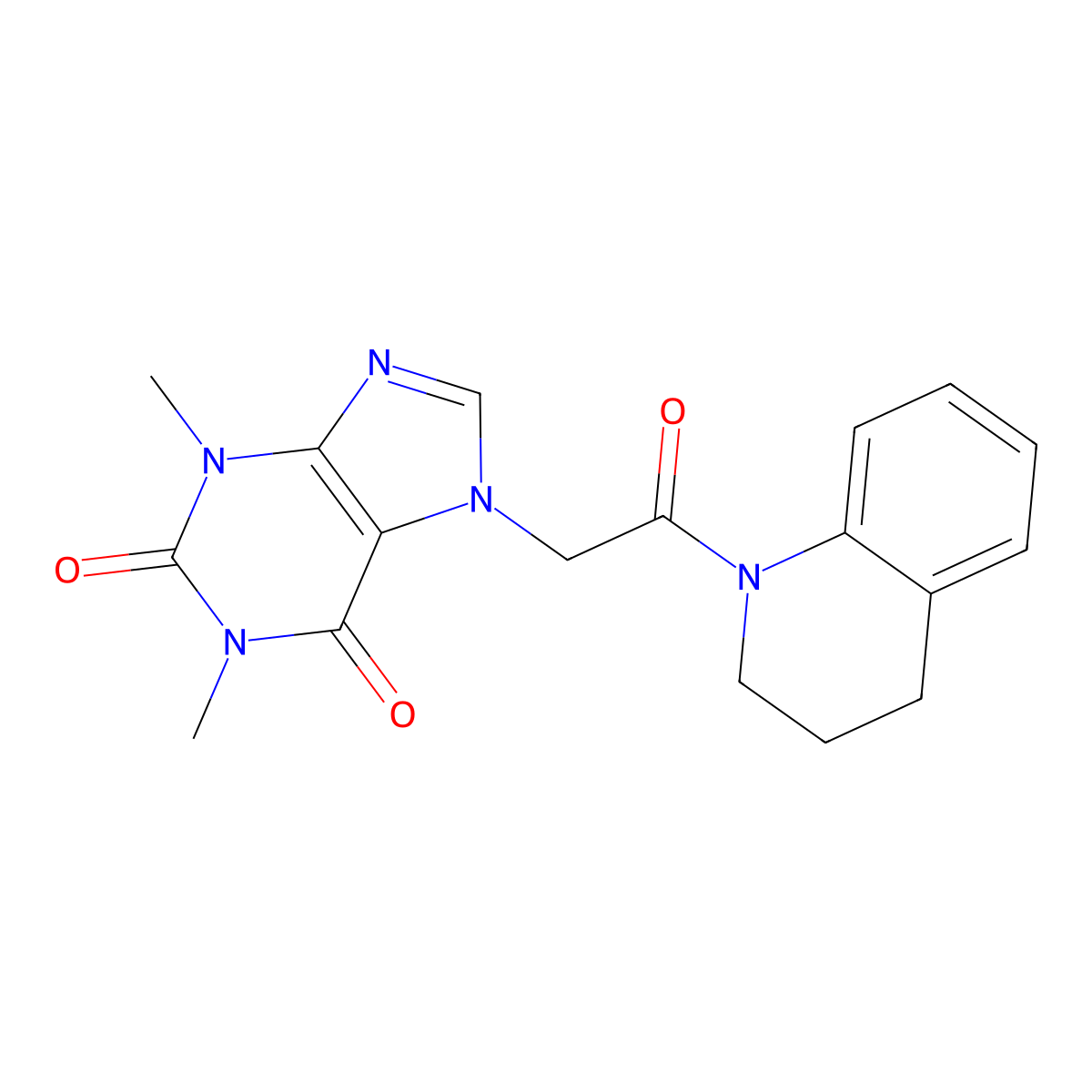 7-[2-(3,4-dihydro-2H-quinolin-1-yl)-2-oxoethyl]-1,3-dimethylpurine-2,6-dione molecular structure, CAS 314042-95-0