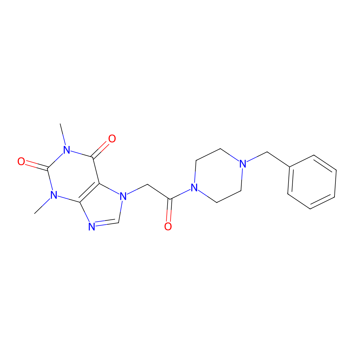 7-[2-(4-Benzylpiperazin-1-yl)-2-oxoethyl]-1,3-dimethylpurine-2,6-dione molecular structure, CAS 314042-96-1