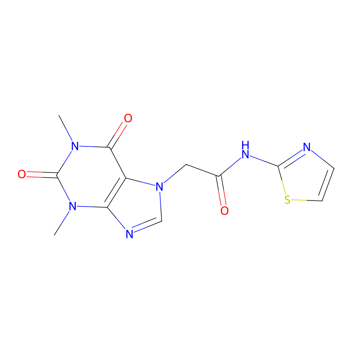 2-(1,3-dimethyl-2,6-dioxo-1,2,3,6-tetrahydro-7H-purin-7-yl)-N-(1,3-thiazol-2-yl)acetamide molecular structure, CAS 314042-97-2