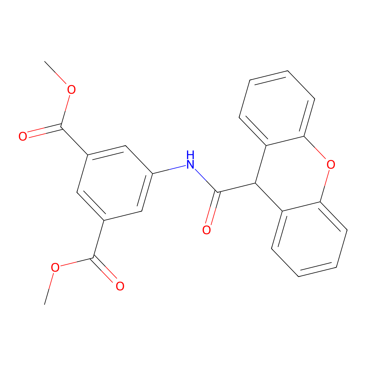dimethyl 5-(9H-xanthene-9-carbonylamino)benzene-1,3-dicarboxylate molecular structure, CAS 314043-00-0