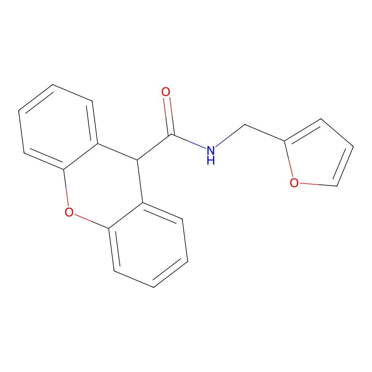 N-(furan-2-ylmethyl)-9H-xanthene-9-carboxamide molecular structure, CAS 314043-02-2