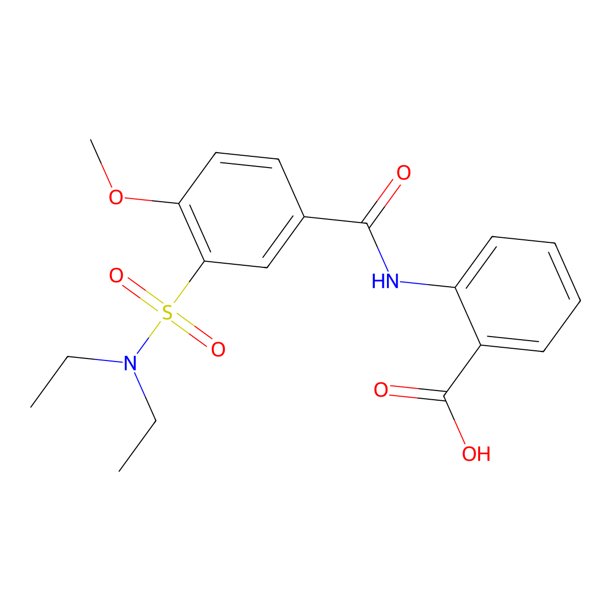 2-({3-[(Diethylamino)sulfonyl]-4-methoxybenzoyl}amino)benzoic acid molecular structure, CAS 314043-21-5