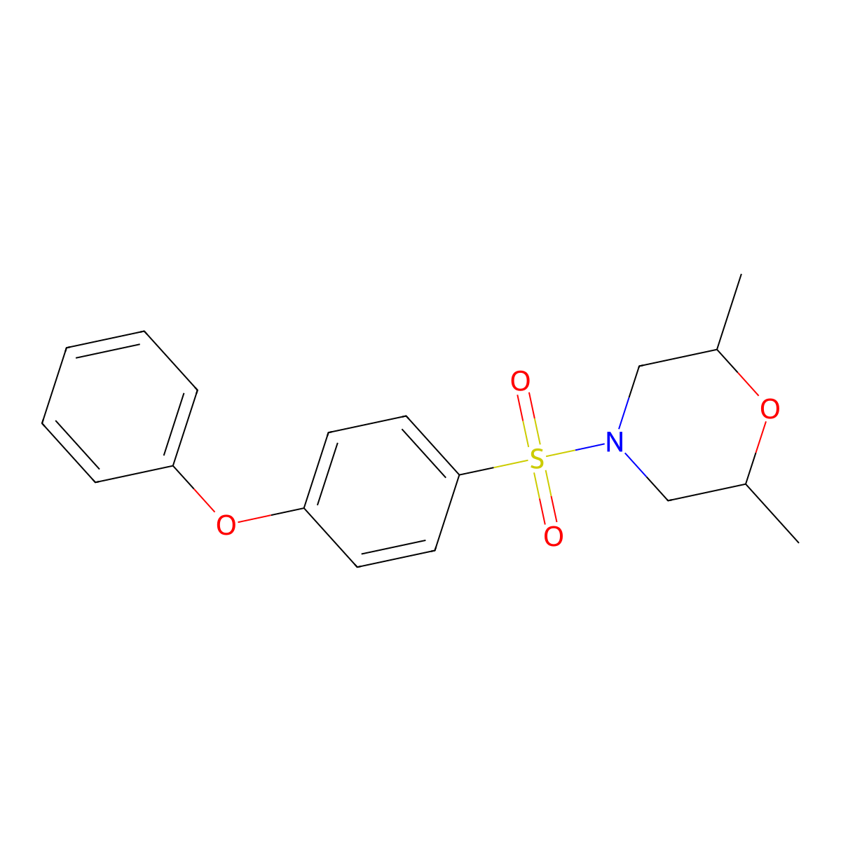 2,6-Dimethyl-4-((4-phenoxyphenyl)sulfonyl)morpholine molecular structure, CAS 314043-25-9