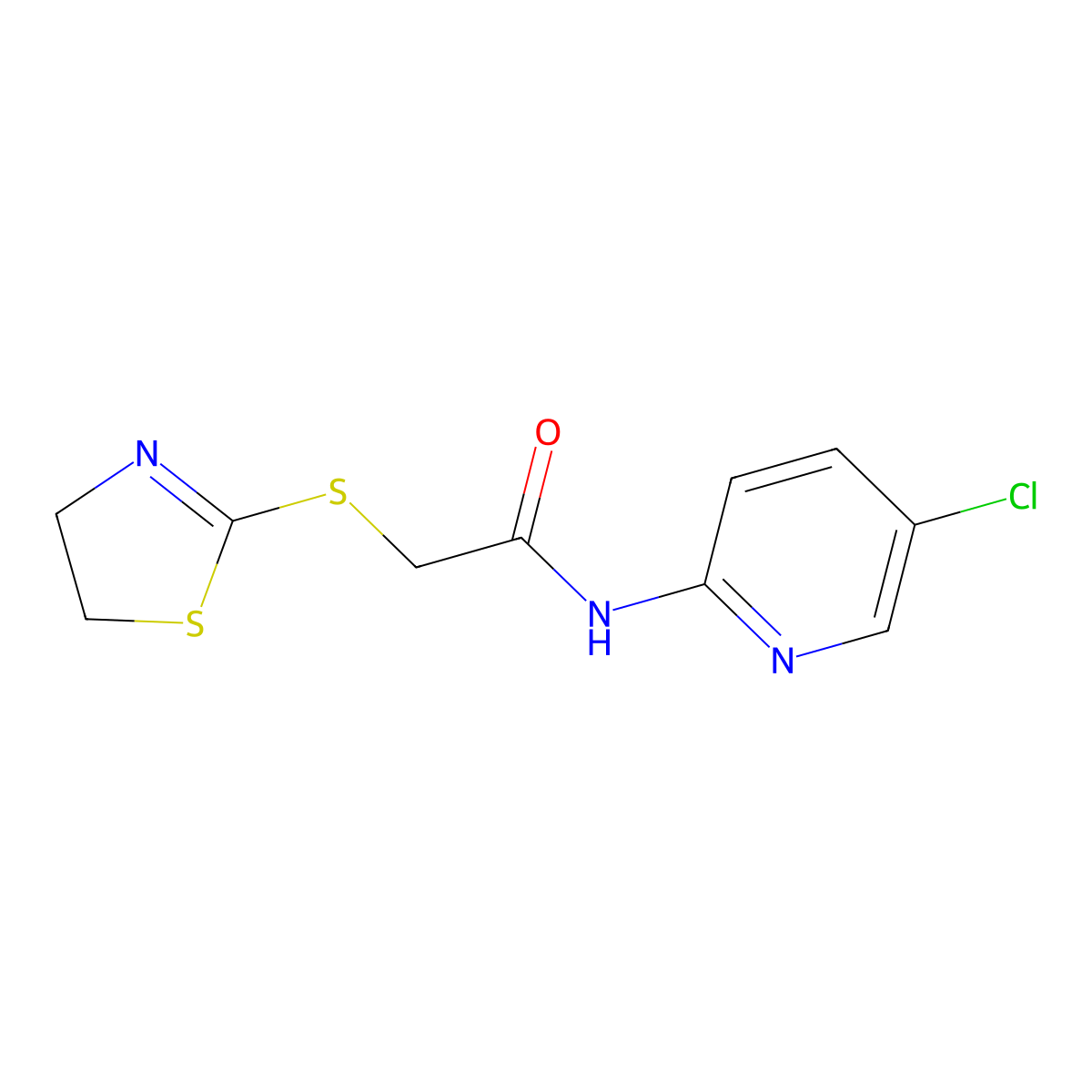 N-(5-chloropyridin-2-yl)-2-(4,5-dihydro-1,3-thiazol-2-ylsulfanyl)acetamide molecular structure, CAS 314043-79-3