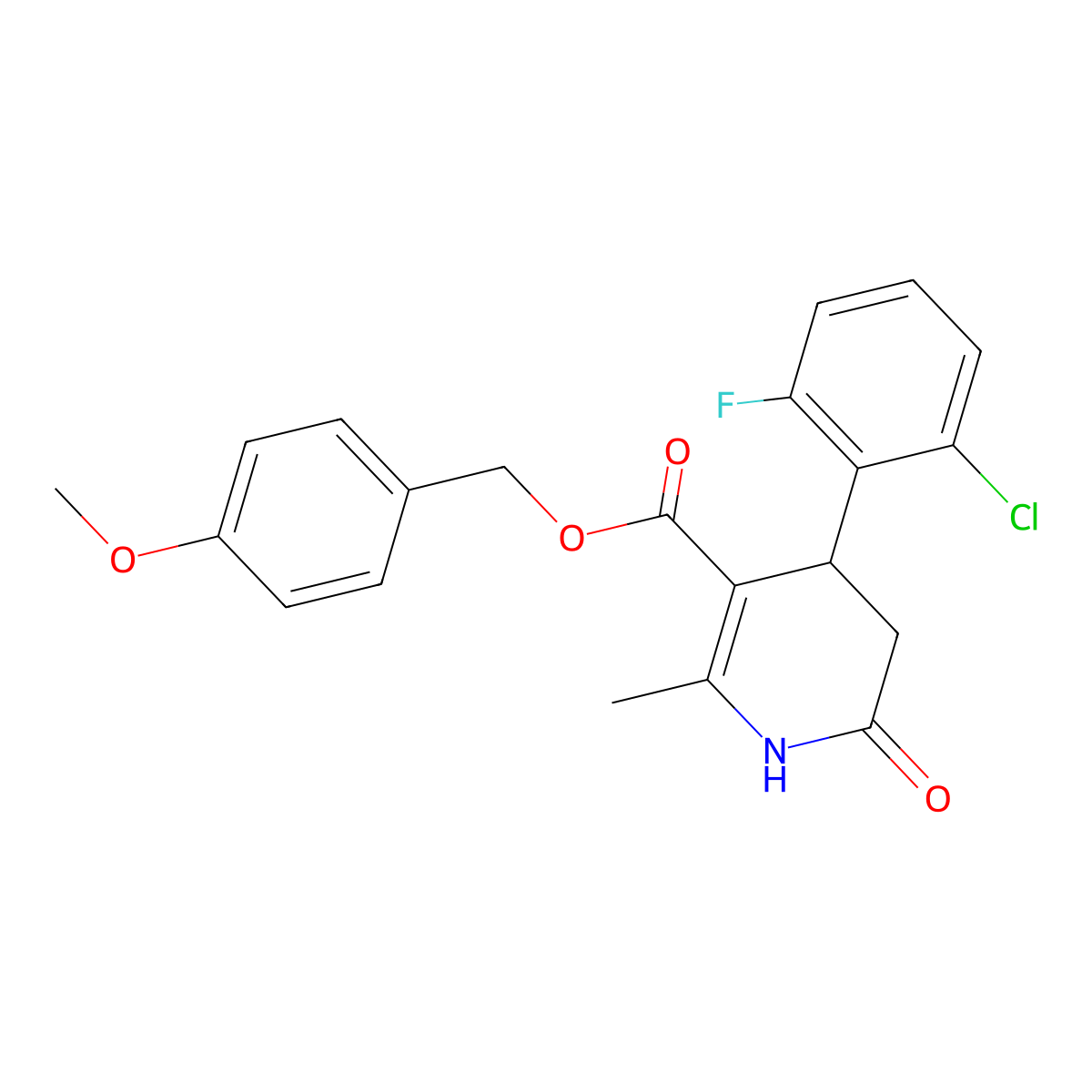 4-Methoxybenzyl 4-(2-chloro-6-fluorophenyl)-2-methyl-6-oxo-1,4,5,6-tetrahydropyridine-3-carboxylate molecular structure, CAS 314043-97-5