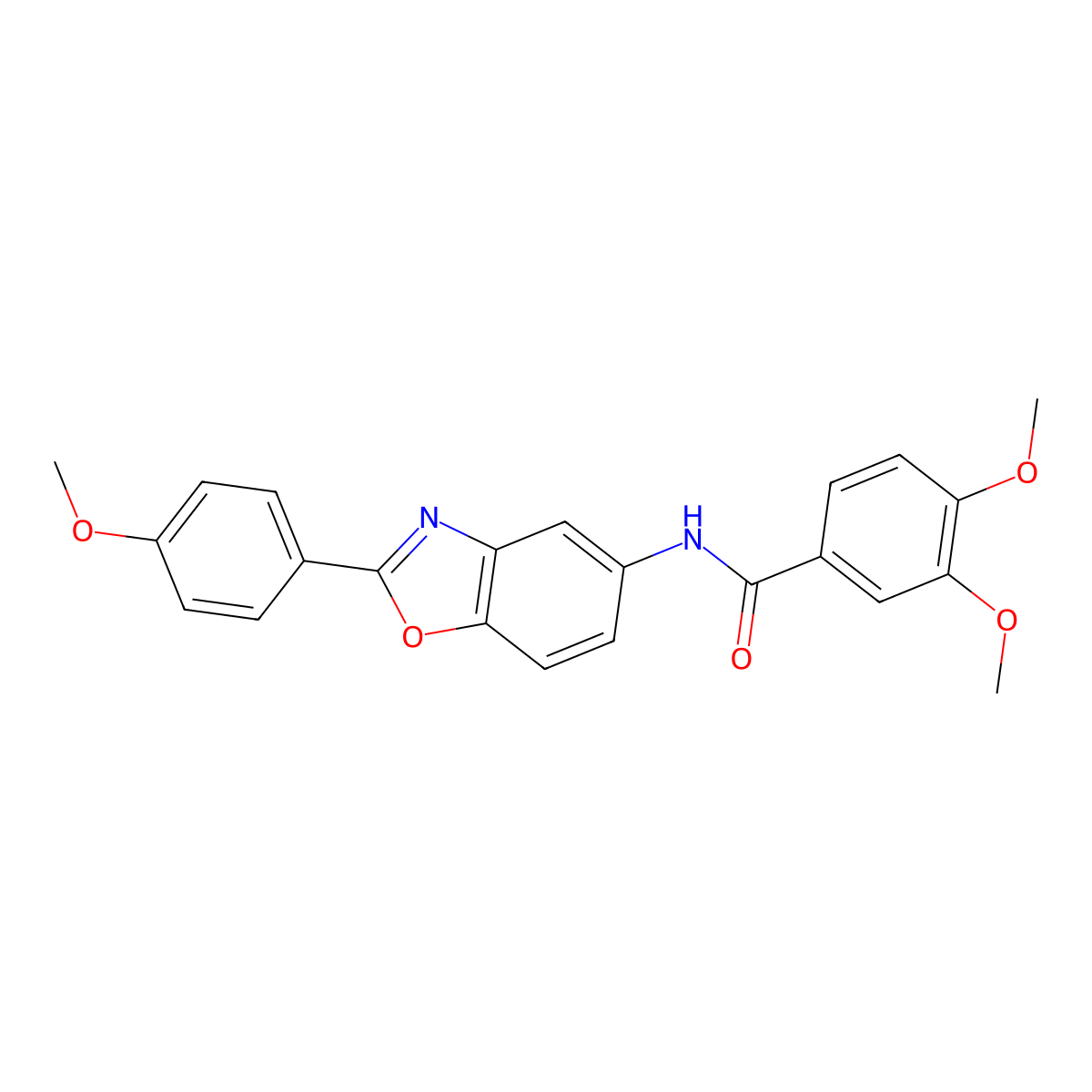3,4-dimethoxy-N-[2-(4-methoxyphenyl)-1,3-benzoxazol-5-yl]benzamide molecular structure, CAS 314044-23-0