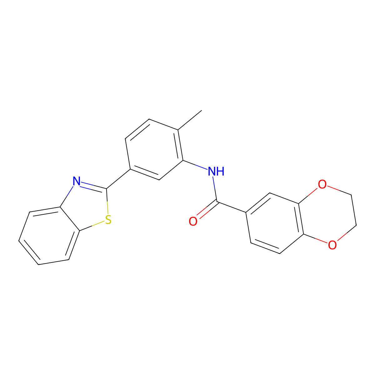 N-[5-(1,3-benzothiazol-2-yl)-2-methylphenyl]-2,3-dihydro-1,4-benzodioxine-6-carboxamide molecular structure, CAS 314044-32-1