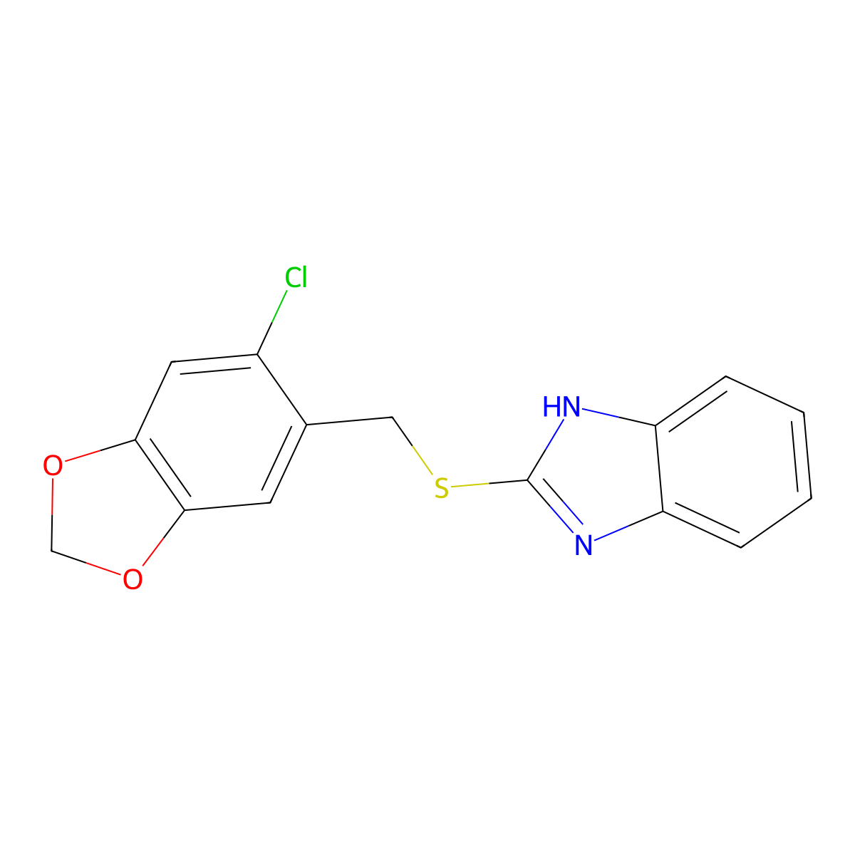 2-{[(6-Chloro-2H-1,3-benzodioxol-5-YL)methyl]sulfanyl}-1H-1,3-benzodiazole molecular structure, CAS 314044-41-2
