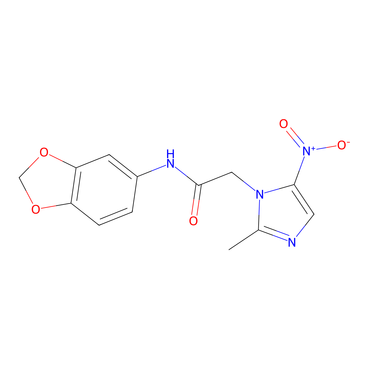 N-(1,3-benzodioxol-5-yl)-2-{5-nitro-2-methyl-1H-imidazol-1-yl}acetamide molecular structure, CAS 314044-45-6