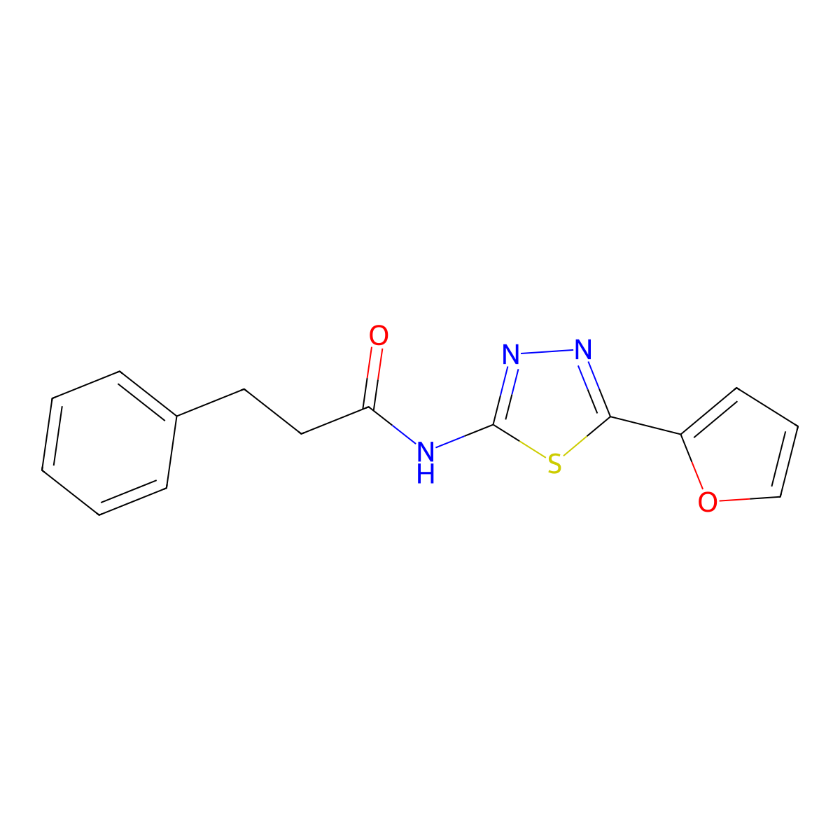 N-[5-(furan-2-yl)-1,3,4-thiadiazol-2-yl]-3-phenylpropanamide molecular structure, CAS 314045-32-4