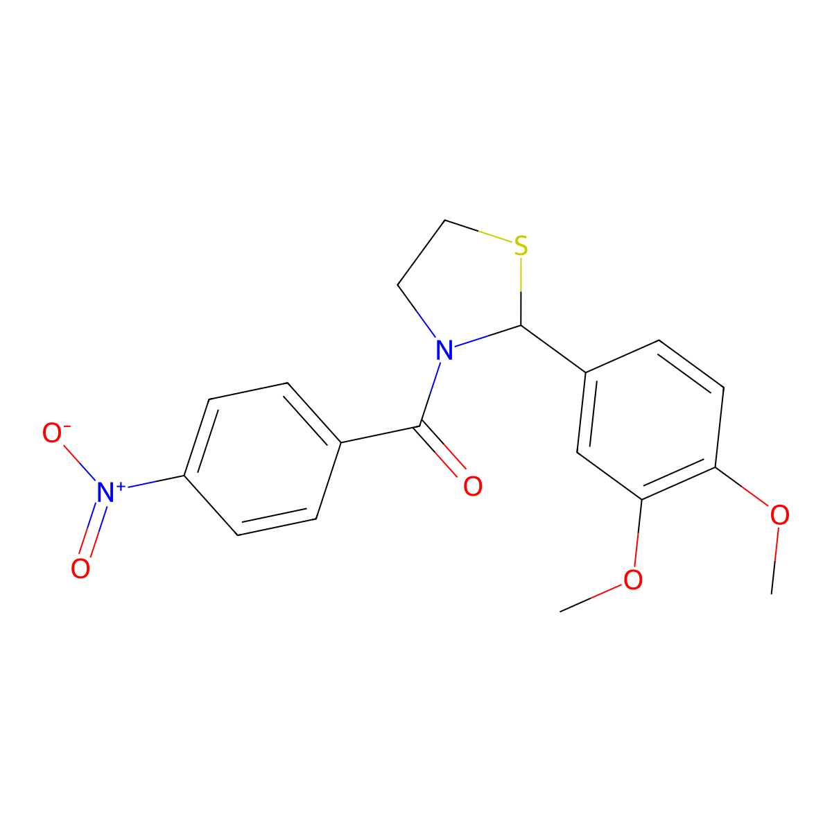 [2-(3,4-Dimethoxyphenyl)-1,3-thiazolidin-3-yl]-(4-nitrophenyl)methanone molecular structure, CAS 314045-50-6