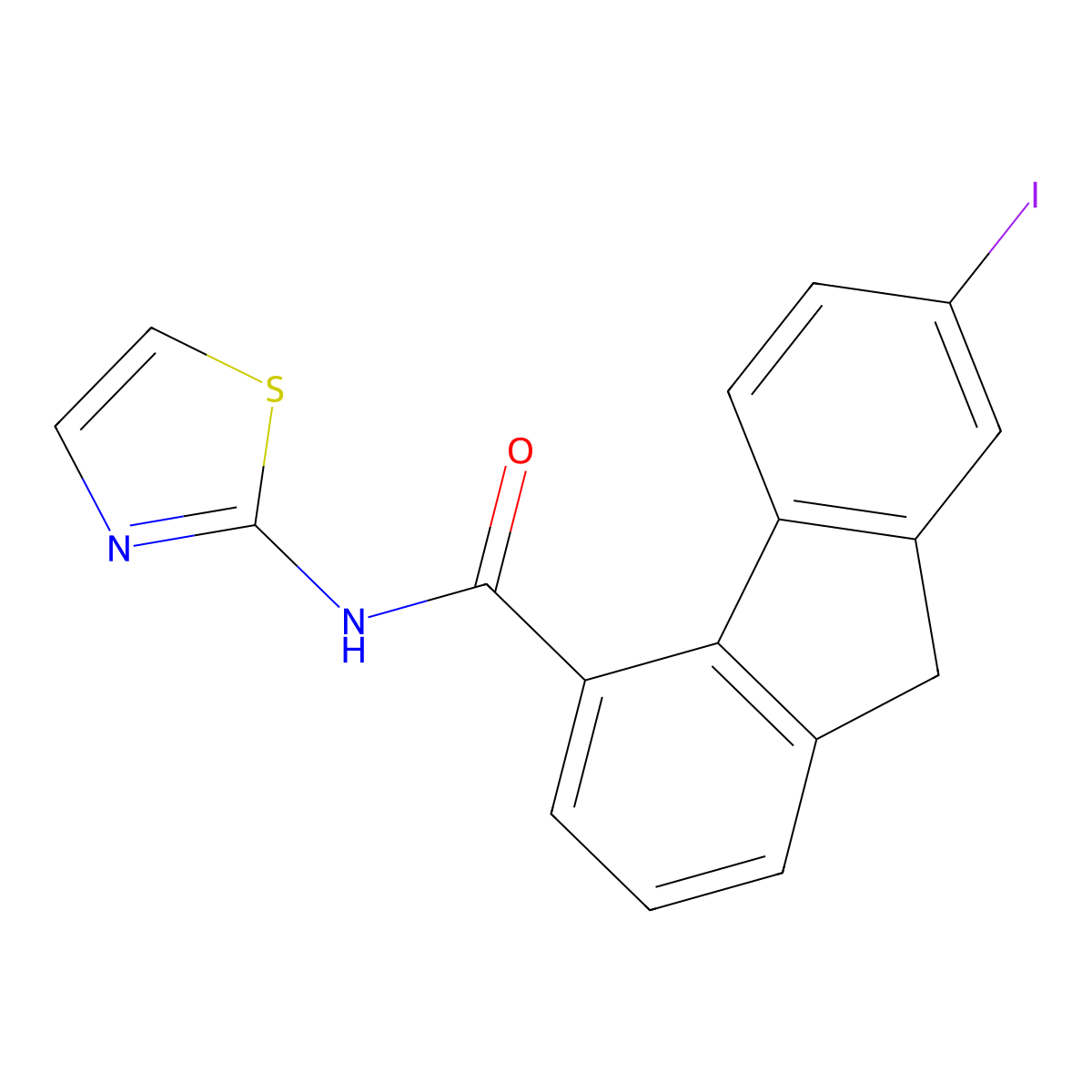 7-iodo-N-(1,3-thiazol-2-yl)-9H-fluorene-4-carboxamide molecular structure, CAS 314045-52-8