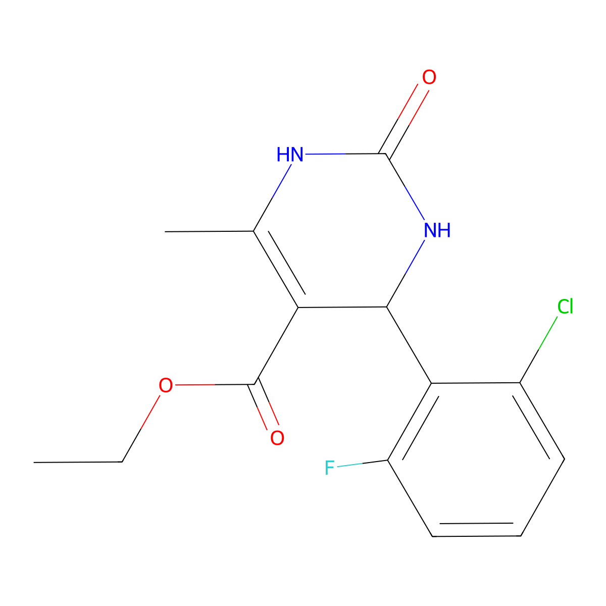 Ethyl 4-(2-chloro-6-fluorophenyl)-6-methyl-2-oxo-1,2,3,4-tetrahydropyrimidine-5-carboxylate molecular structure, CAS 314045-74-4