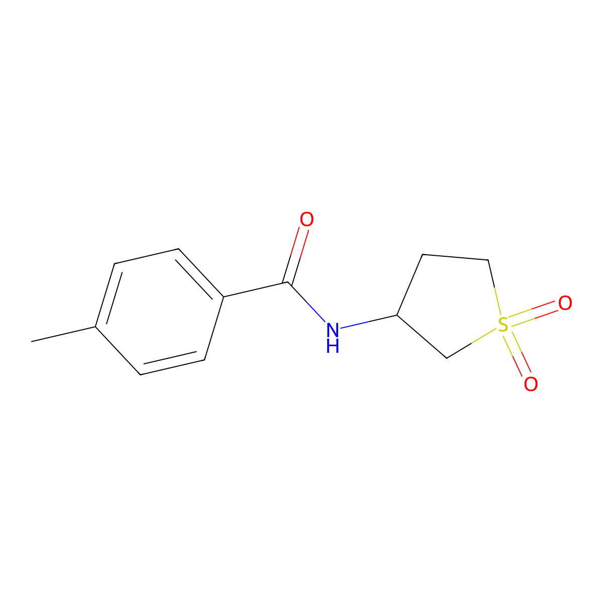 N-(1,1-dioxidotetrahydrothiophen-3-yl)-4-methylbenzamide molecular structure, CAS 314045-77-7