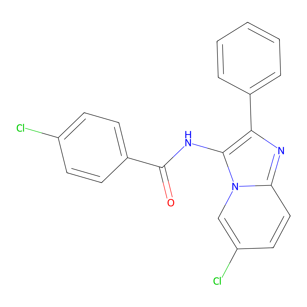 4-chloro-N-(6-chloro-2-phenylimidazo[1,2-a]pyridin-3-yl)benzamide molecular structure, CAS 314045-85-7