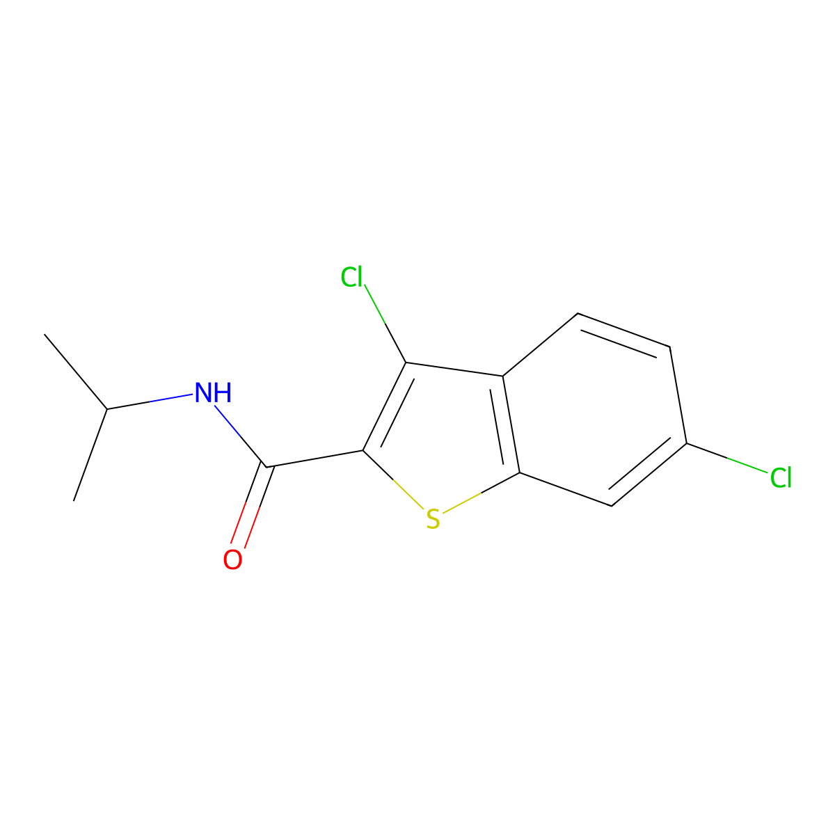 3,6-dichloro-N-(propan-2-yl)-1-benzothiophene-2-carboxamide molecular structure, CAS 314045-98-2
