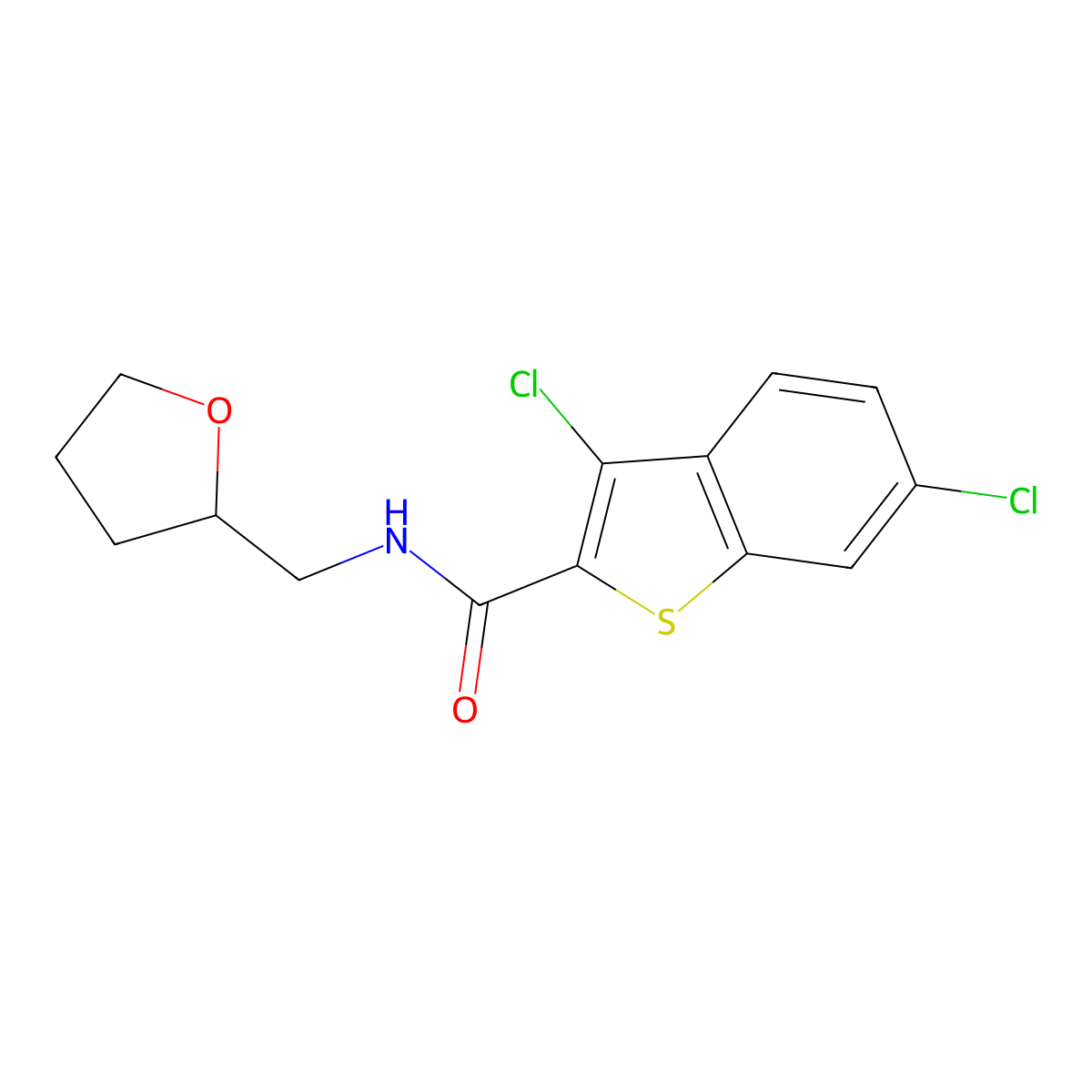 3,6-dichloro-N-(oxolan-2-ylmethyl)-1-benzothiophene-2-carboxamide molecular structure, CAS 314045-99-3