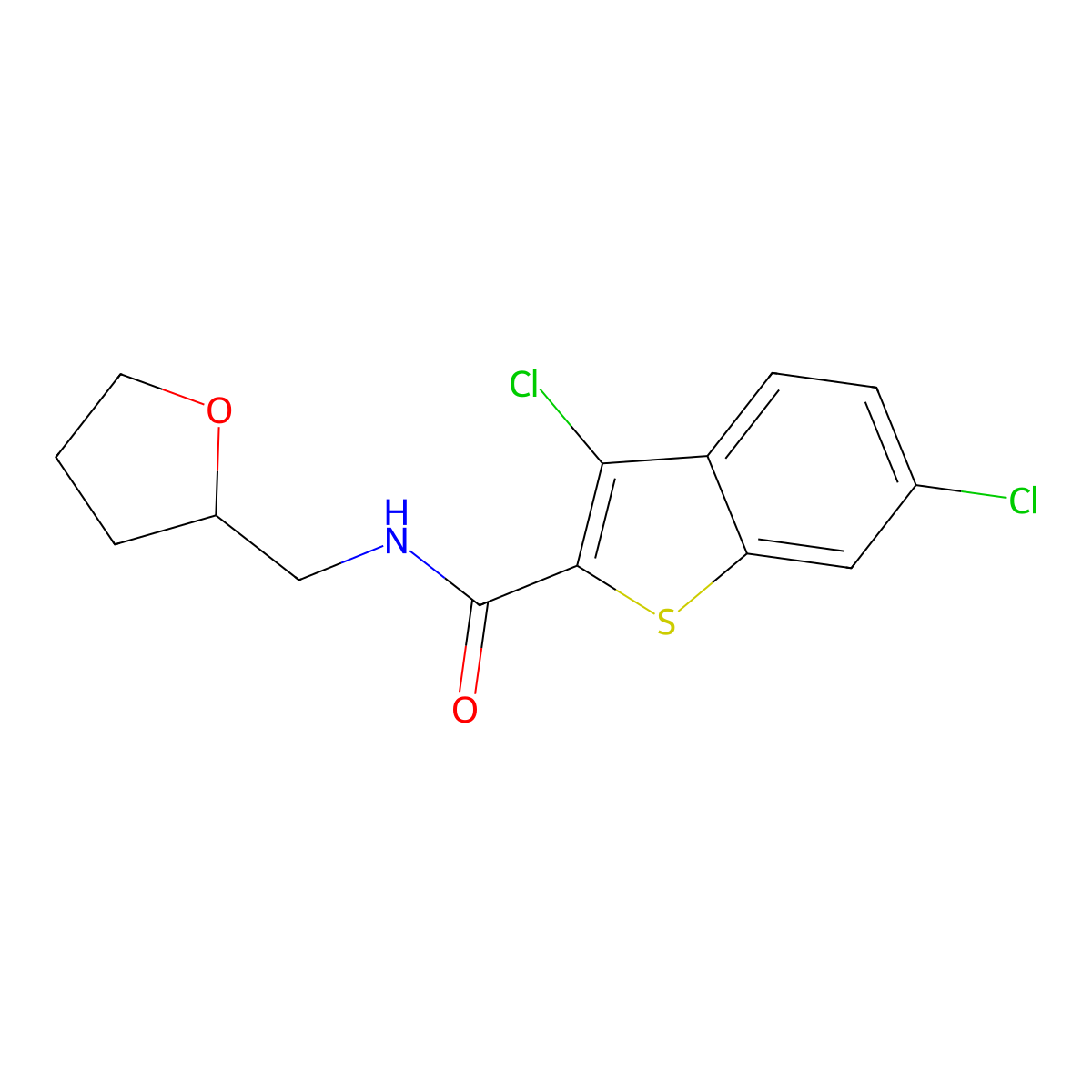 3,6-dichloro-N-(oxolan-2-ylmethyl)-1-benzothiophene-2-carboxamide molecular structure, CAS 314045-99-3