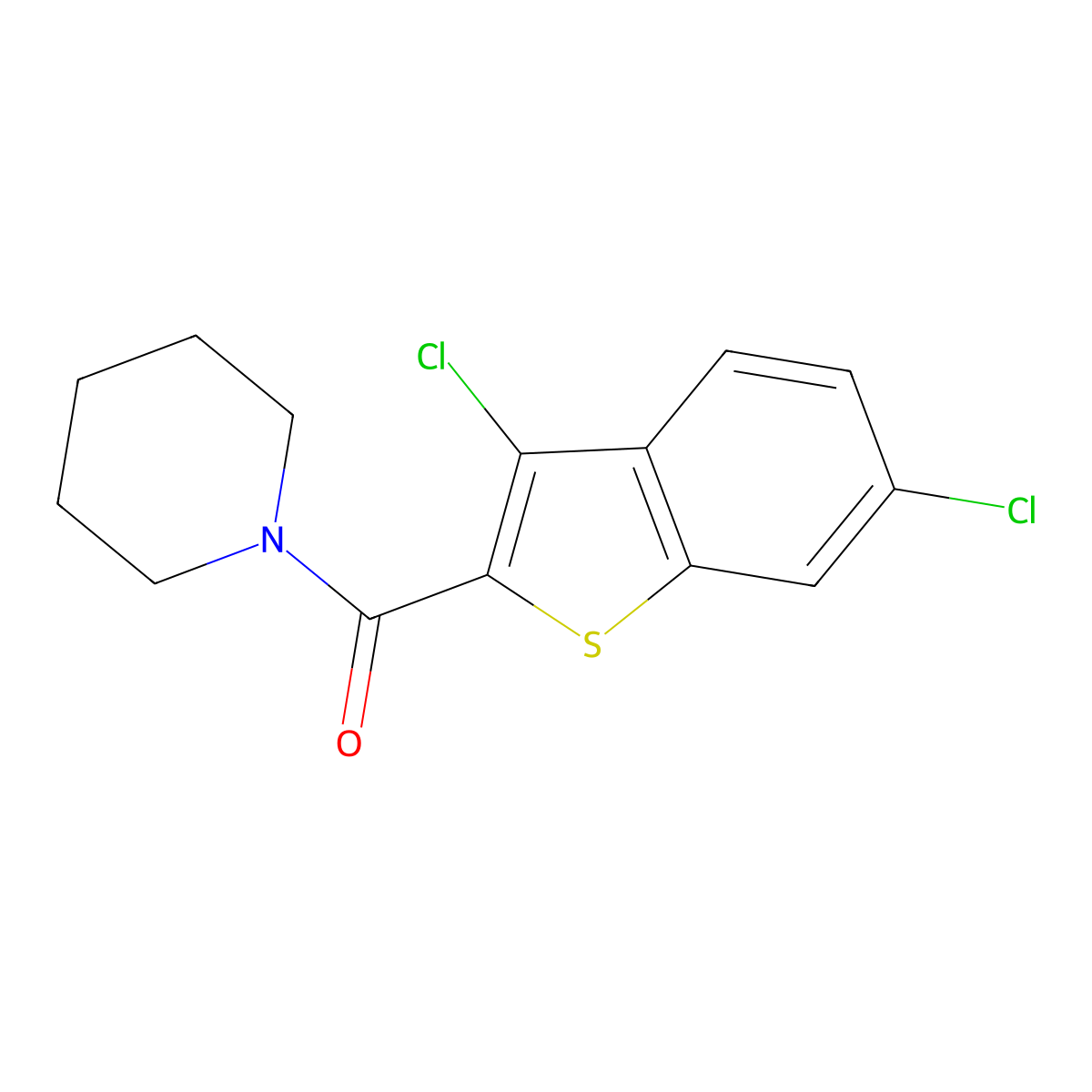 1-[(3,6-Dichloro-1-benzothien-2-yl)carbonyl]piperidine molecular structure, CAS 314046-02-1