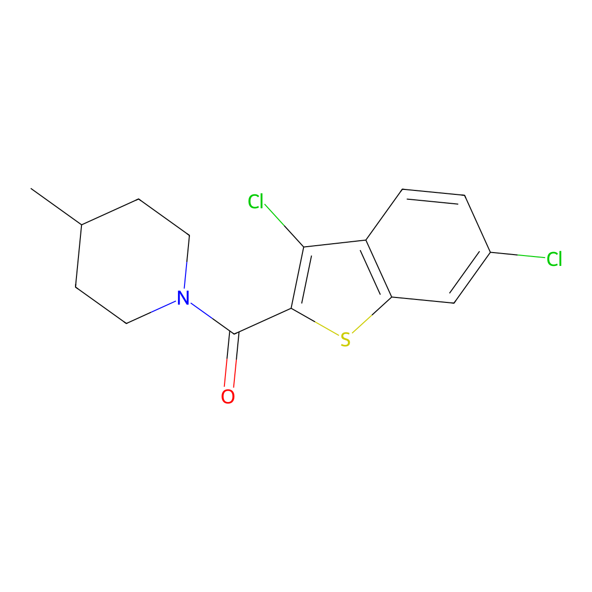 1-[(3,6-Dichloro-1-benzothien-2-yl)carbonyl]-4-methylpiperidine molecular structure, CAS 314046-03-2