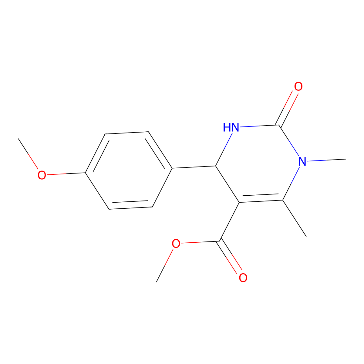 Methyl 4-(4-methoxyphenyl)-1,6-dimethyl-2-oxo-1,2,3,4-tetrahydropyrimidine-5-carboxylate molecular structure, CAS 314046-82-7