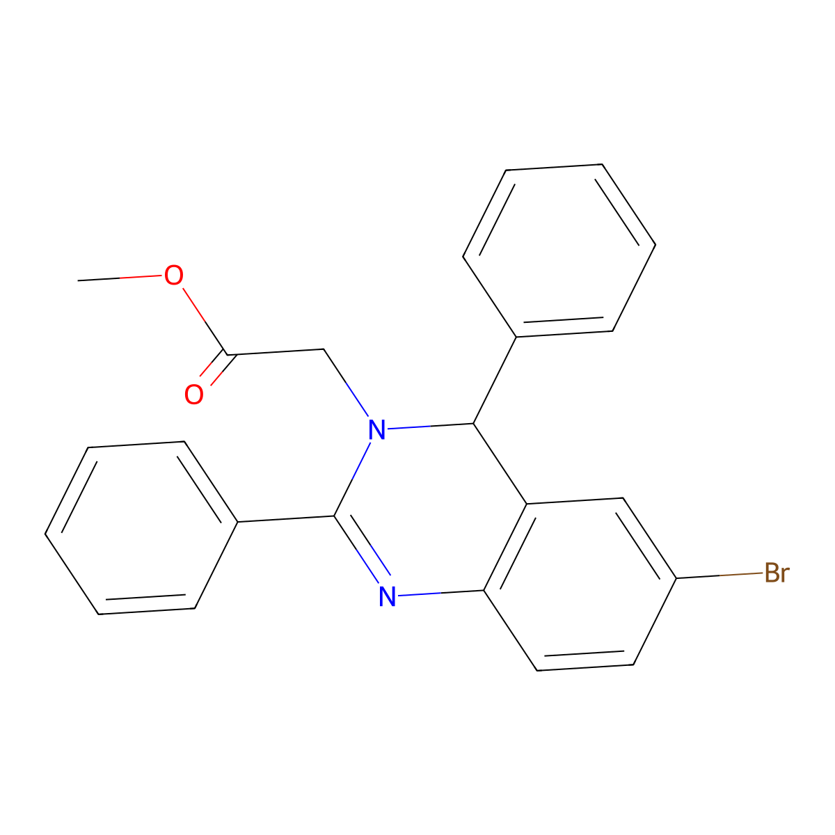 methyl 2-(6-bromo-2,4-diphenyl-4H-quinazolin-3-yl)acetate molecular structure, CAS 314047-08-0