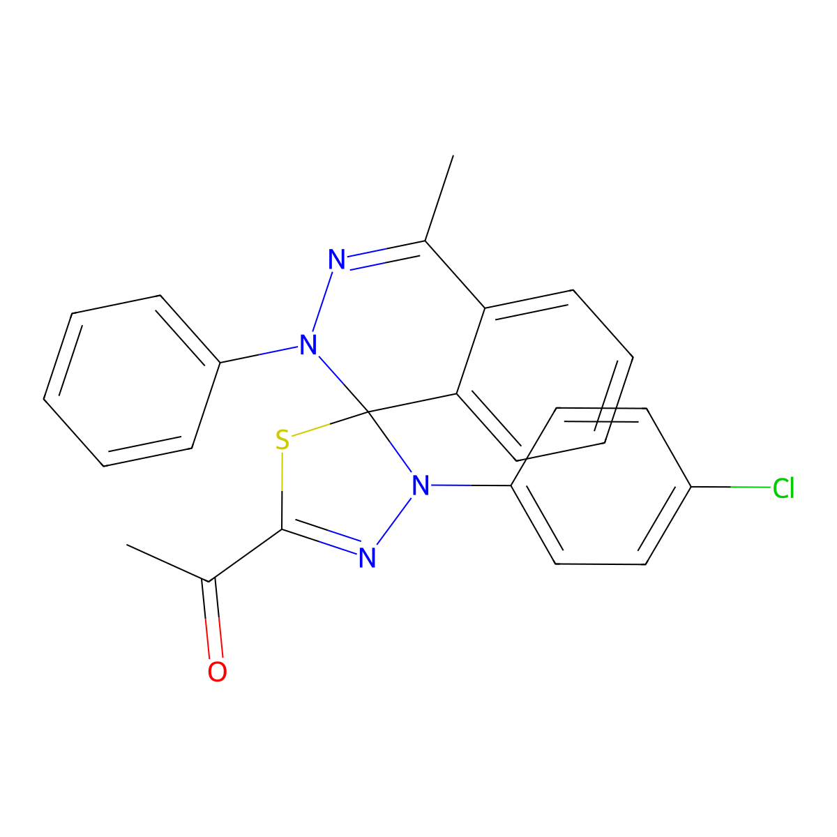 1-(3'-(4-chlorophenyl)-4-methyl-2-phenyl-2H,3'H-spiro[phthalazine-1,2'-[1,3,4]thiadiazol]-5'-yl)ethanone molecular structure, CAS 314047-61-5