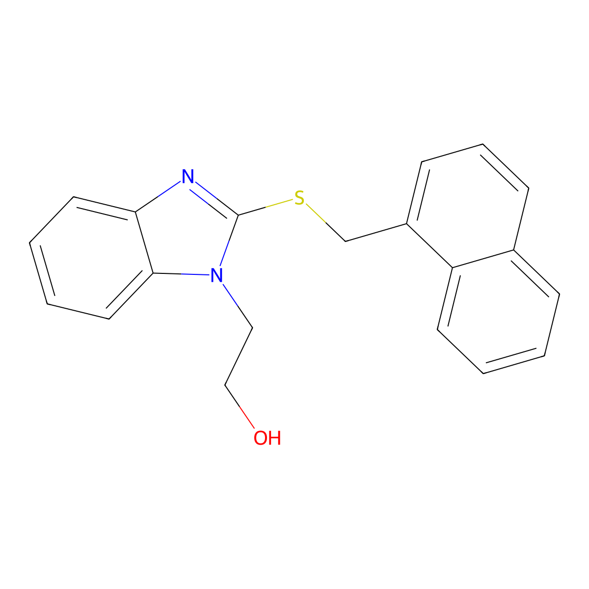 2-[2-(Naphthalen-1-ylmethylsulfanyl)benzimidazol-1-yl]ethanol molecular structure, CAS 314047-64-8