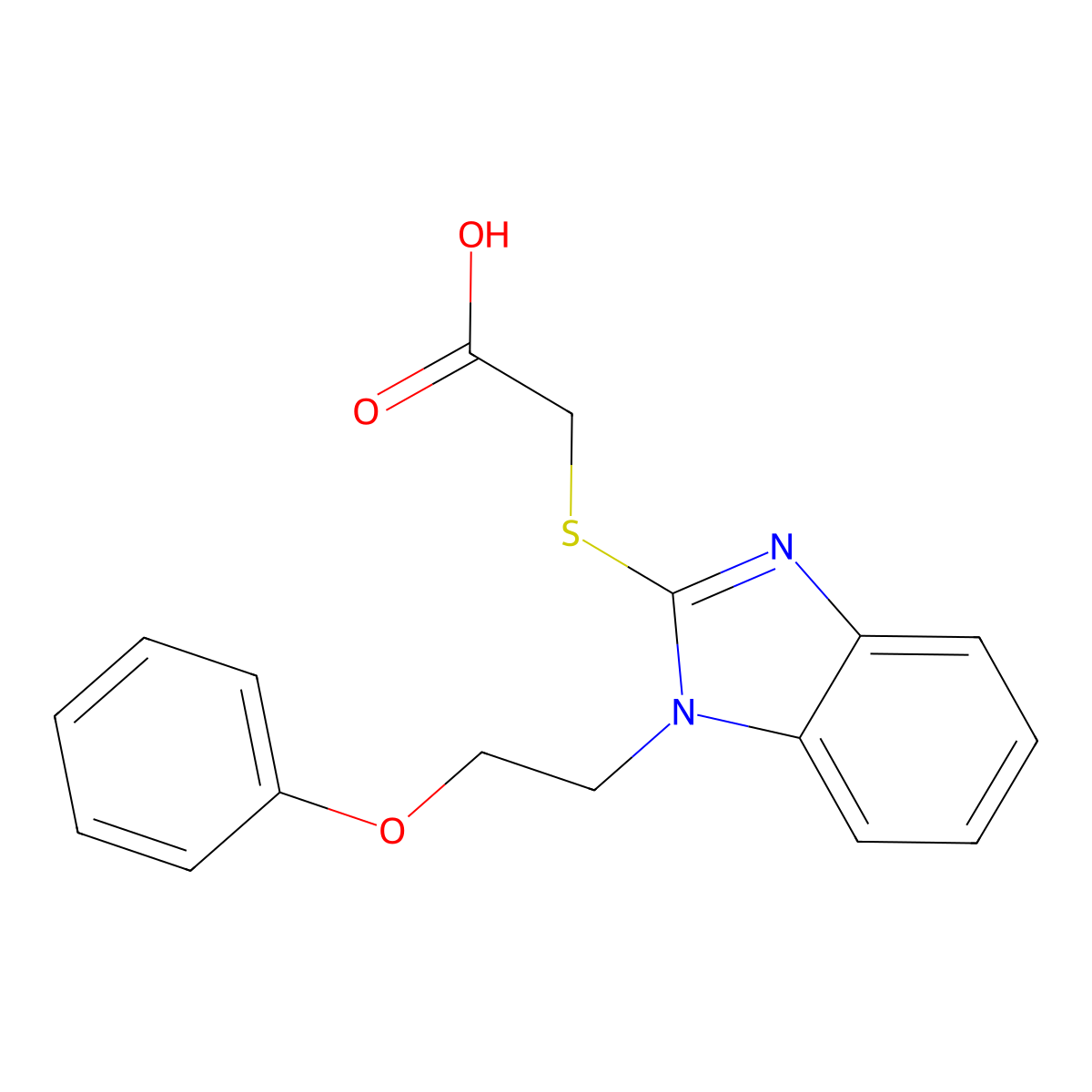 {[1-(2-Phenoxyethyl)-1H-benzimidazol-2-yl]-thio}acetic acid molecular structure, CAS 314047-65-9