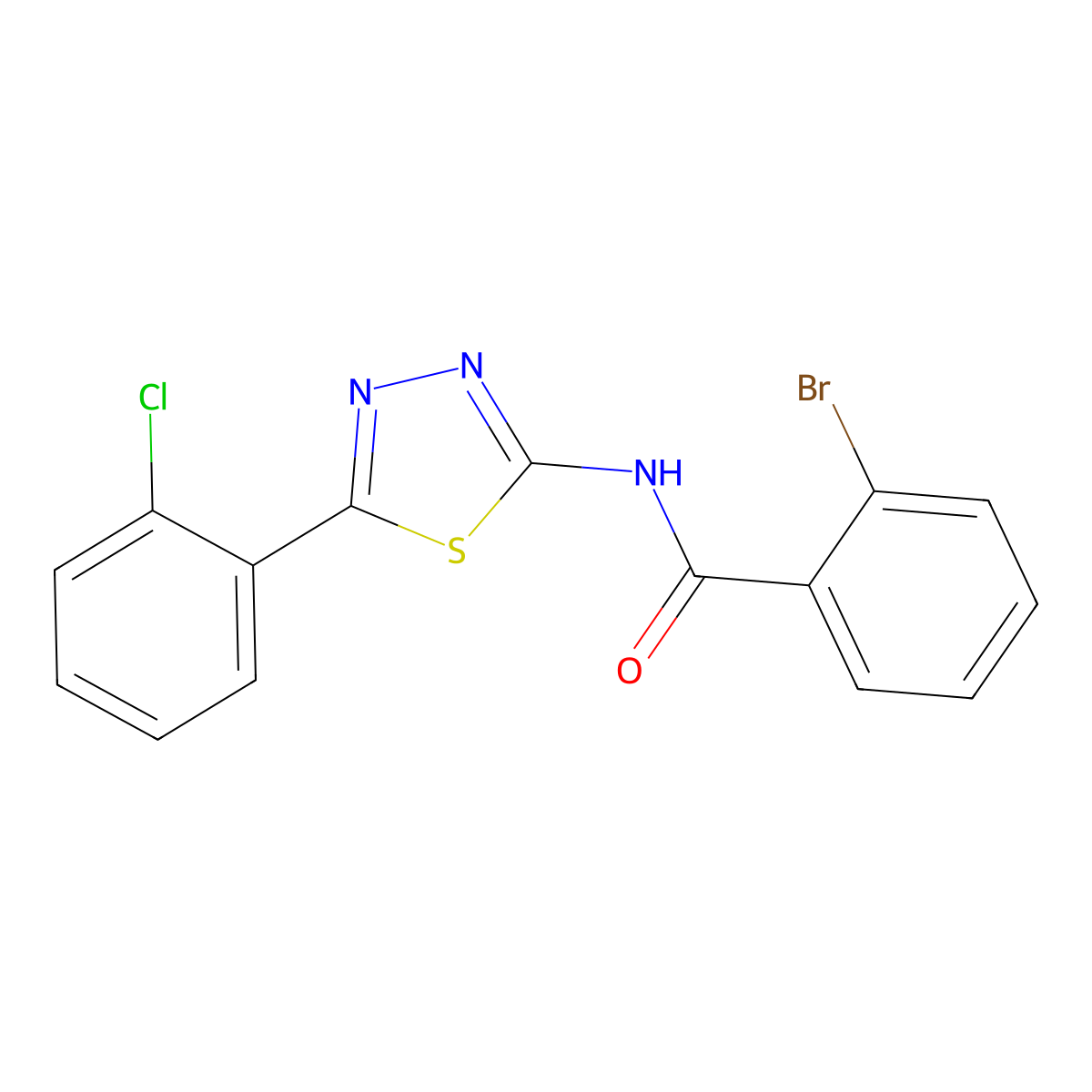 2-bromo-N-[5-(2-chlorophenyl)-1,3,4-thiadiazol-2-yl]benzamide molecular structure, CAS 314047-81-9
