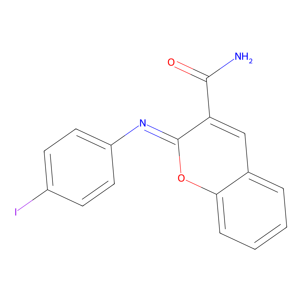 (2Z)-2-[(4-iodophenyl)imino]-2H-chromene-3-carboxamide molecular structure, CAS 314048-23-2