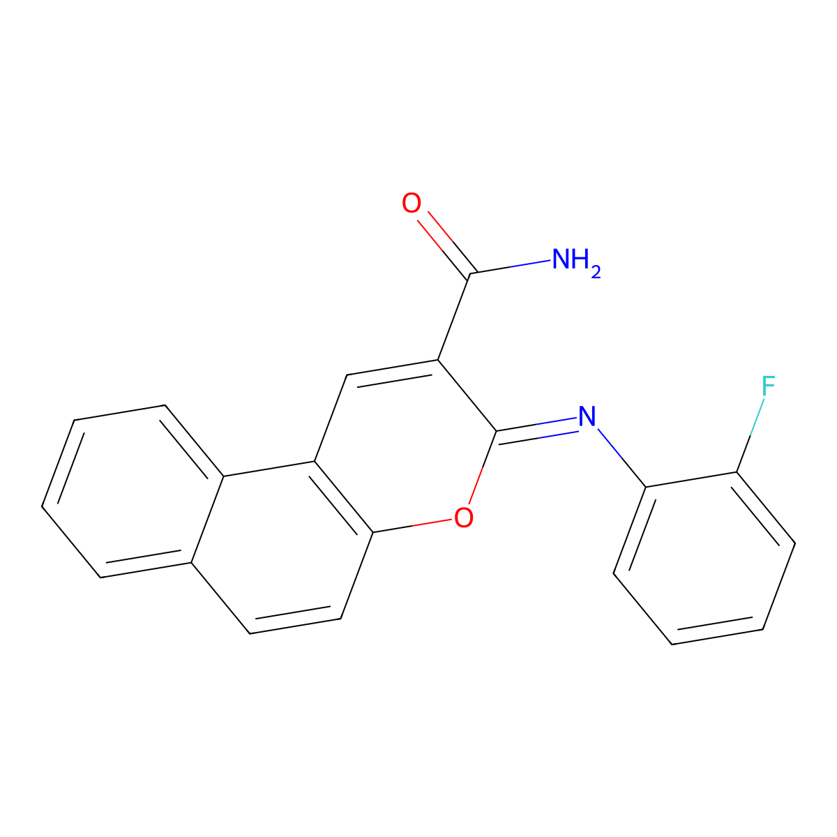 (3Z)-3-[(2-fluorophenyl)imino]-3H-benzo[f]chromene-2-carboxamide molecular structure, CAS 314048-24-3