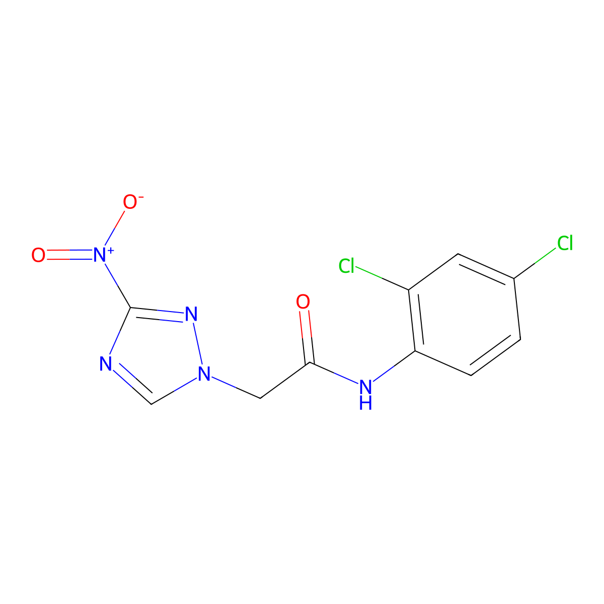 N-(2,4-dichlorophenyl)-2-(3-nitro-1H-1,2,4-triazol-1-yl)acetamide molecular structure, CAS 314048-55-0