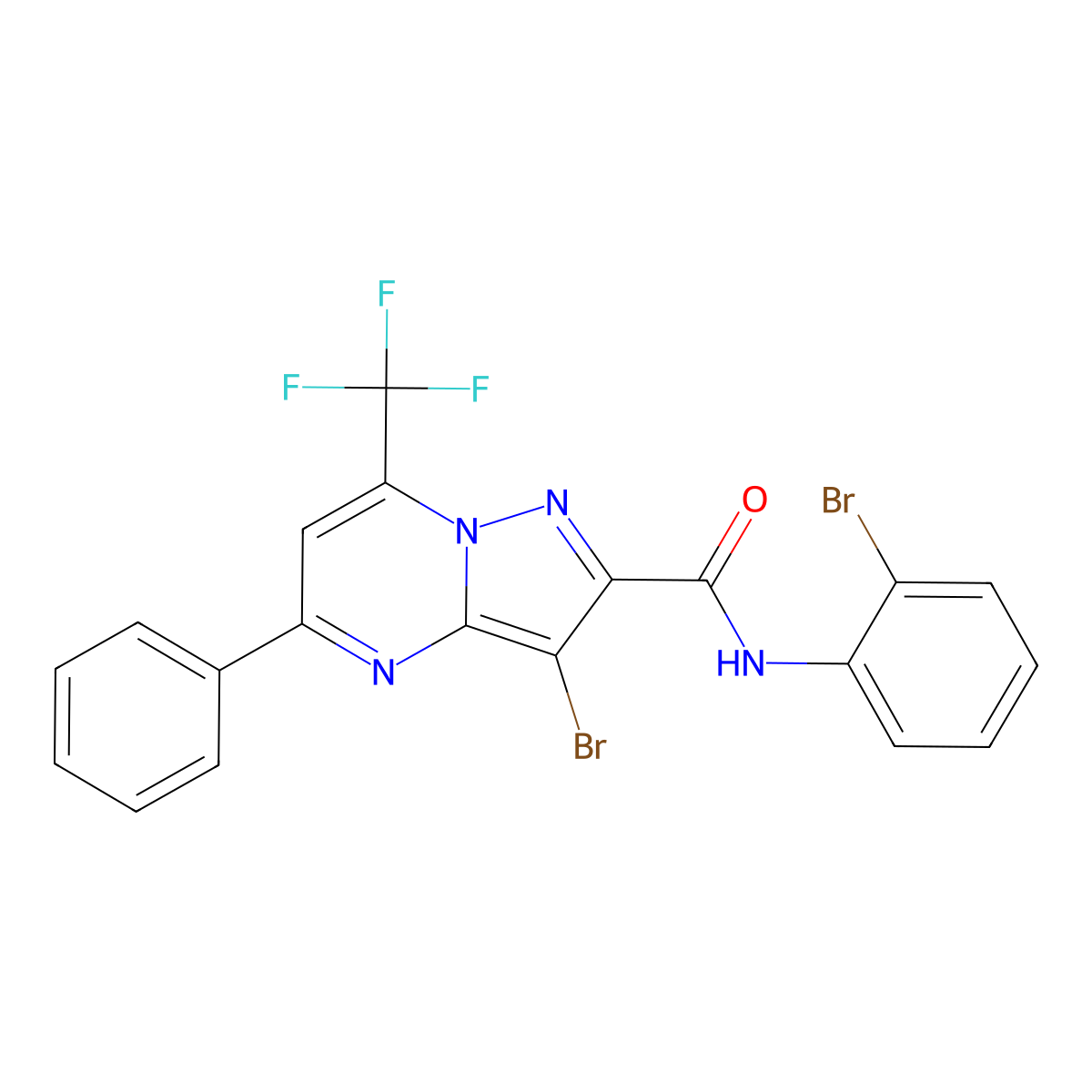 3-bromo-N-(2-bromophenyl)-5-phenyl-7-(trifluoromethyl)pyrazolo[1,5-a]pyrimidine-2-carboxamide molecular structure, CAS 314048-84-5