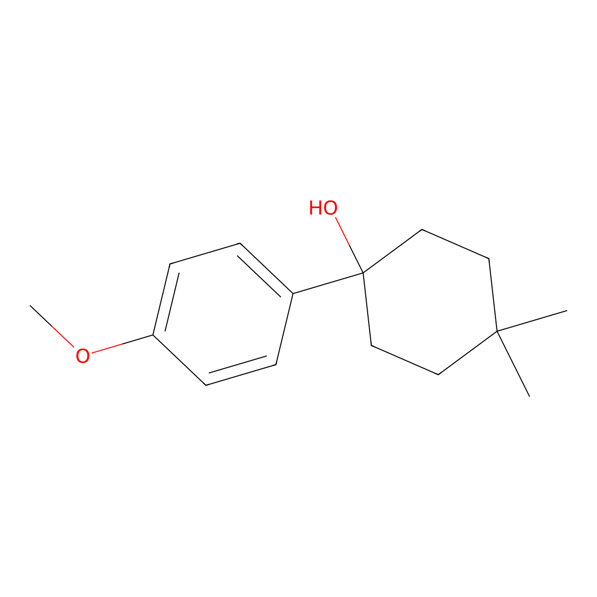 1-(4-Methoxyphenyl)-4,4-dimethylcyclohexanol molecular structure, CAS 314051-08-6