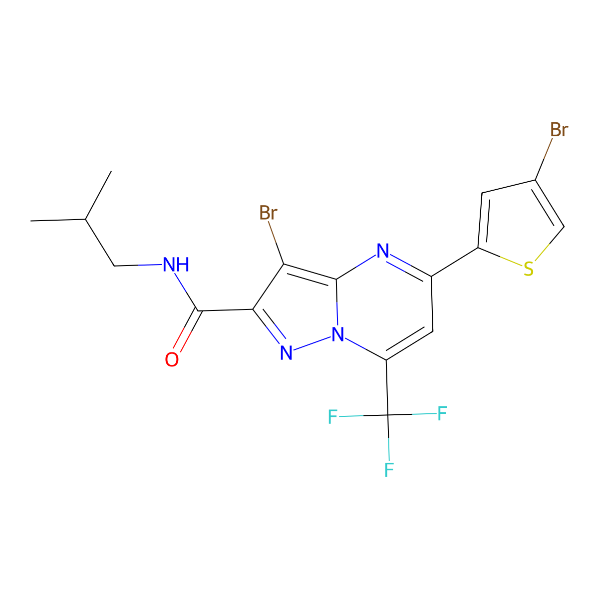 3-bromo-5-(4-bromothiophen-2-yl)-N-(2-methylpropyl)-7-(trifluoromethyl)pyrazolo[1,5-a]pyrimidine-2-carboxamide molecular structure, CAS 314051-68-8