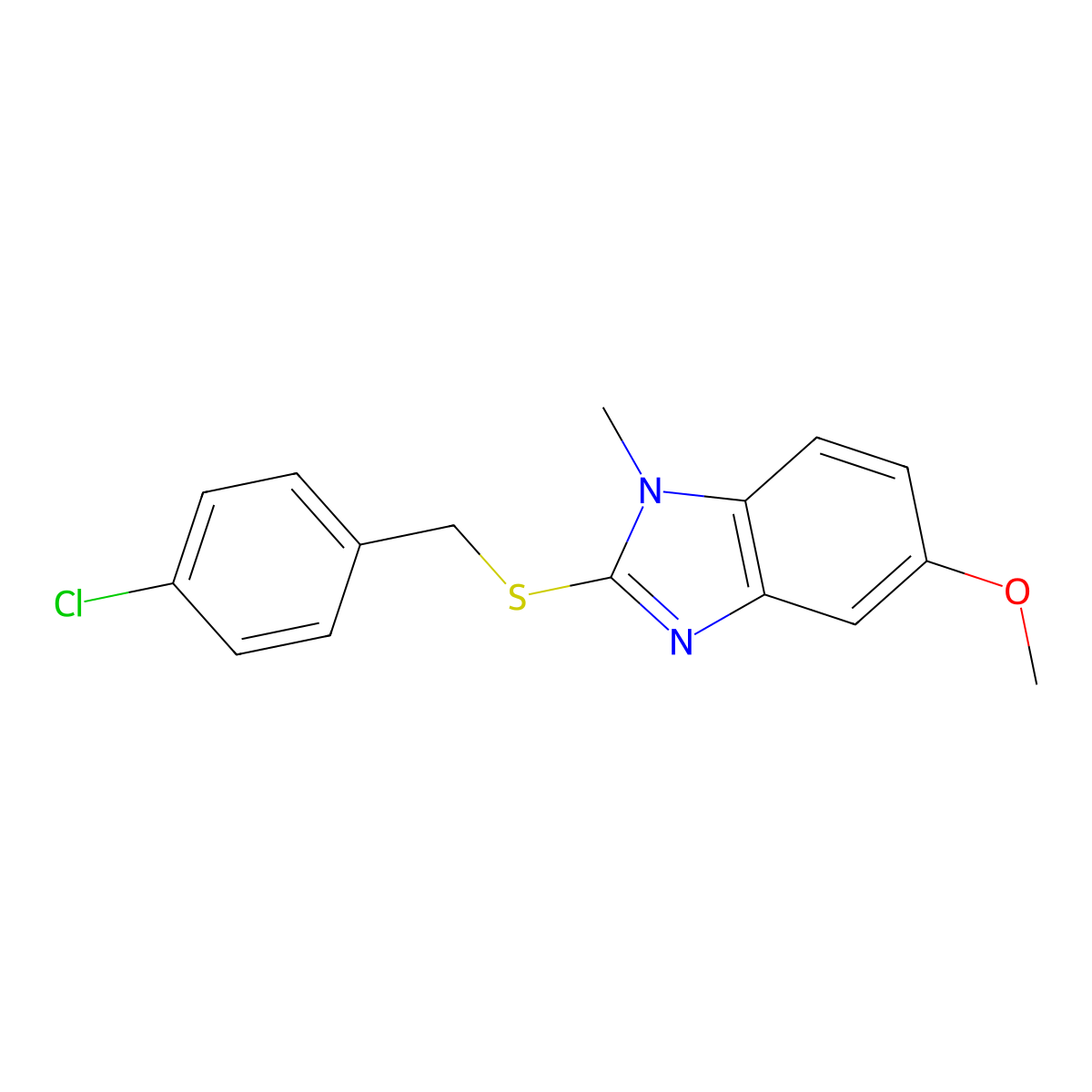 2-[(4-Chlorophenyl)methylsulfanyl]-5-methoxy-1-methylbenzimidazole molecular structure, CAS 314051-83-7