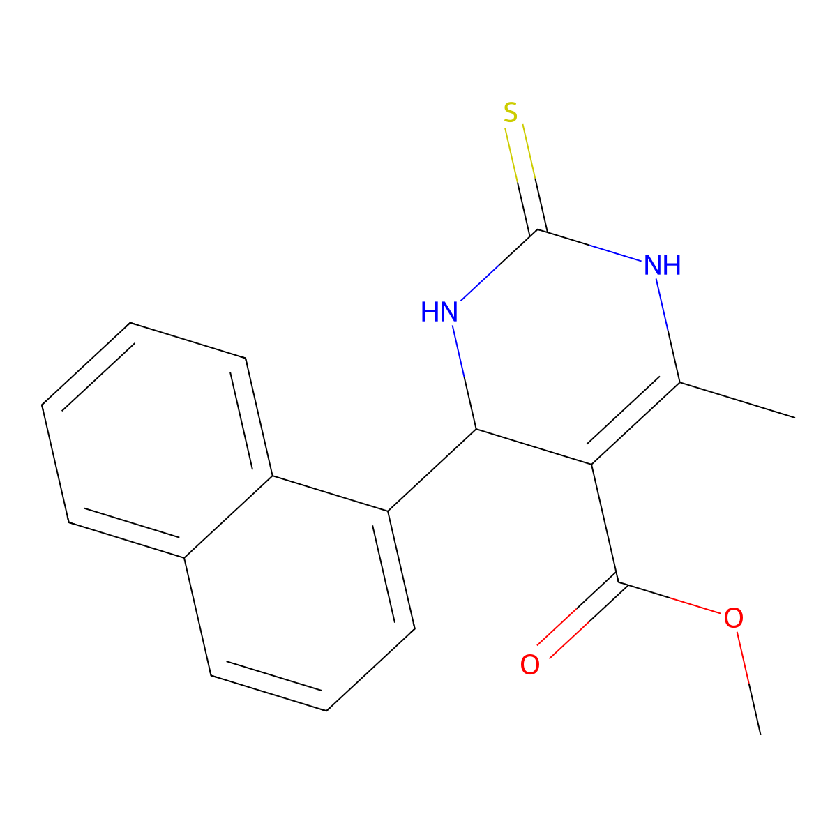 Methyl 6-methyl-2-naphthyl-4-thioxo-2H,3H,5H-3,5-diazinecarboxylate molecular structure, CAS 314051-89-3