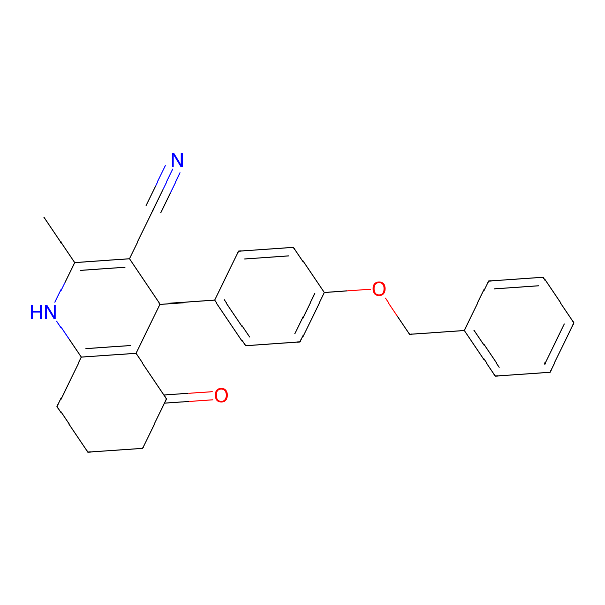 4-[4-(Benzyloxy)phenyl]-2-methyl-5-oxo-1,4,5,6,7,8-hexahydroquinoline-3-carbonitrile molecular structure, CAS 314051-90-6