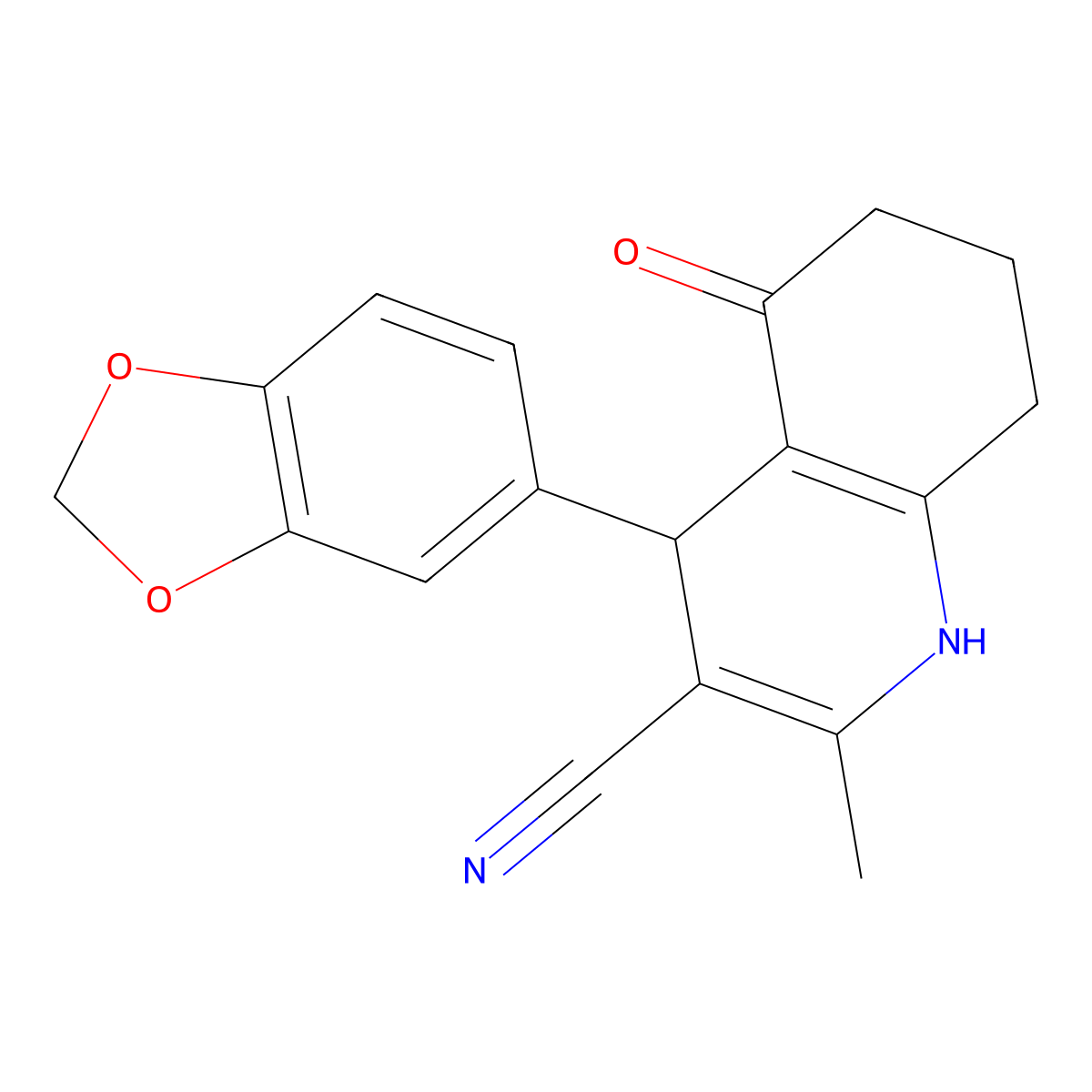 4-(1,3-Benzodioxol-5-yl)-2-methyl-5-oxo-1,4,5,6,7,8-hexahydroquinoline-3-carbonitrile molecular structure, CAS 314051-91-7