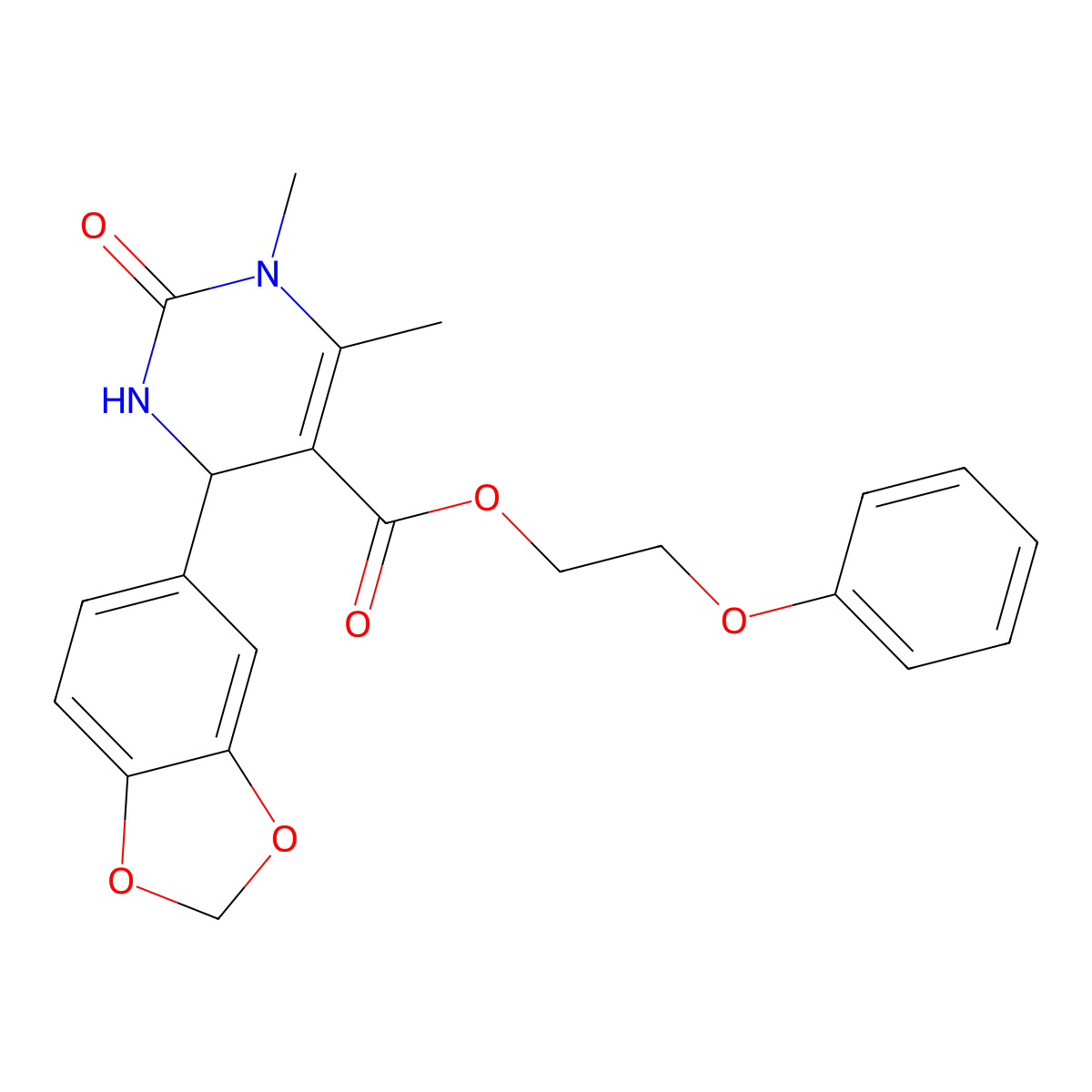 2-Phenoxyethyl 6-(1,3-benzodioxol-5-yl)-3,4-dimethyl-2-oxo-1,6-dihydropyrimidine-5-carboxylate molecular structure, CAS 314051-98-4