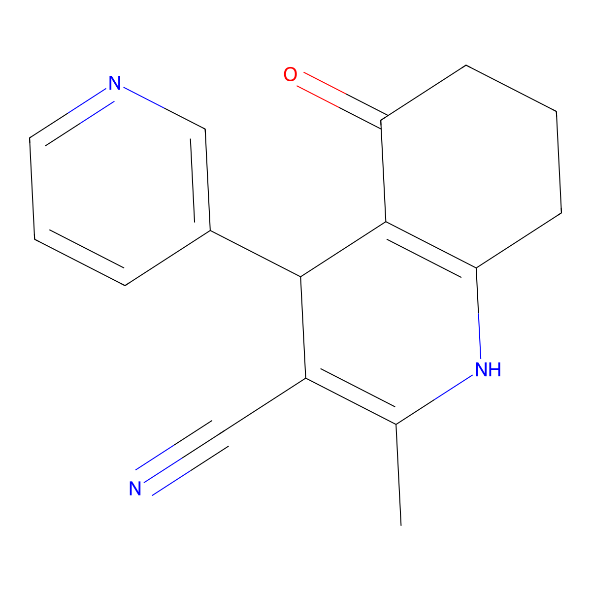 2-Methyl-5-oxo-4-(pyridin-3-yl)-1,4,5,6,7,8-hexahydroquinoline-3-carbonitrile molecular structure, CAS 314052-29-4