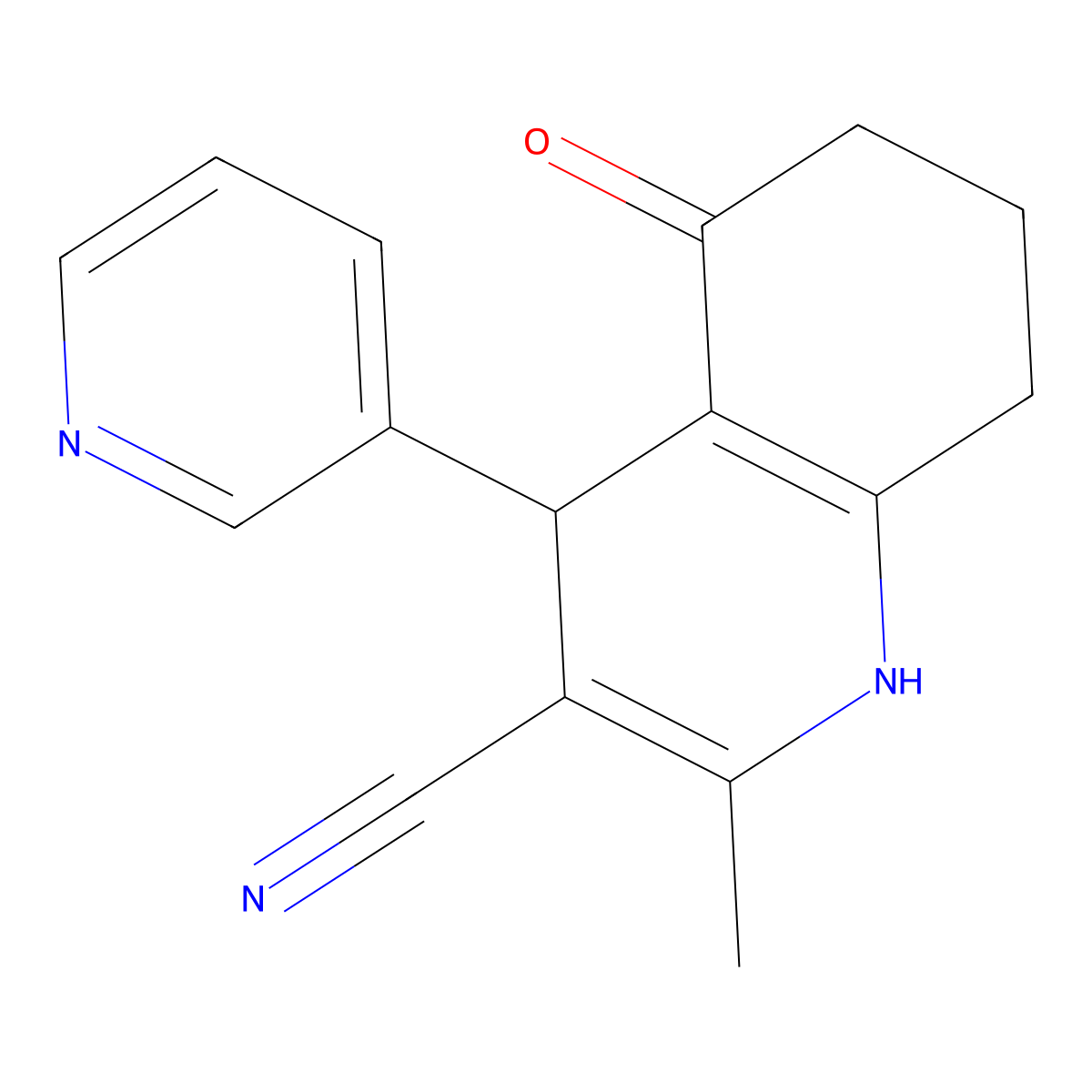 2-Methyl-5-oxo-4-(pyridin-3-yl)-1,4,5,6,7,8-hexahydroquinoline-3-carbonitrile molecular structure, CAS 314052-29-4