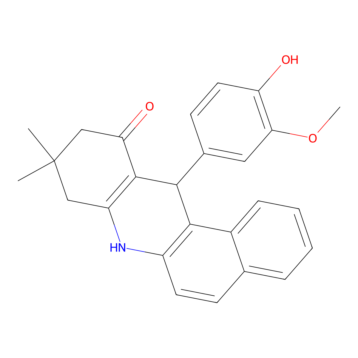 12-(4-hydroxy-3-methoxyphenyl)-9,9-dimethyl-8,9,10,12-tetrahydrobenzo[a]acridin-11(7H)-one molecular structure, CAS 314052-33-0