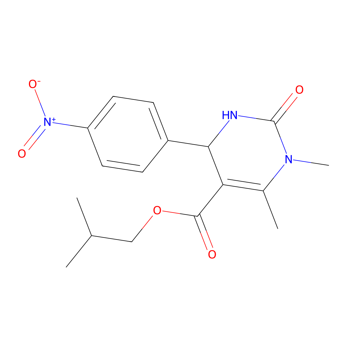 2-Methylpropyl 3,4-dimethyl-6-(4-nitrophenyl)-2-oxo-1,6-dihydropyrimidine-5-carboxylate molecular structure, CAS 314052-34-1