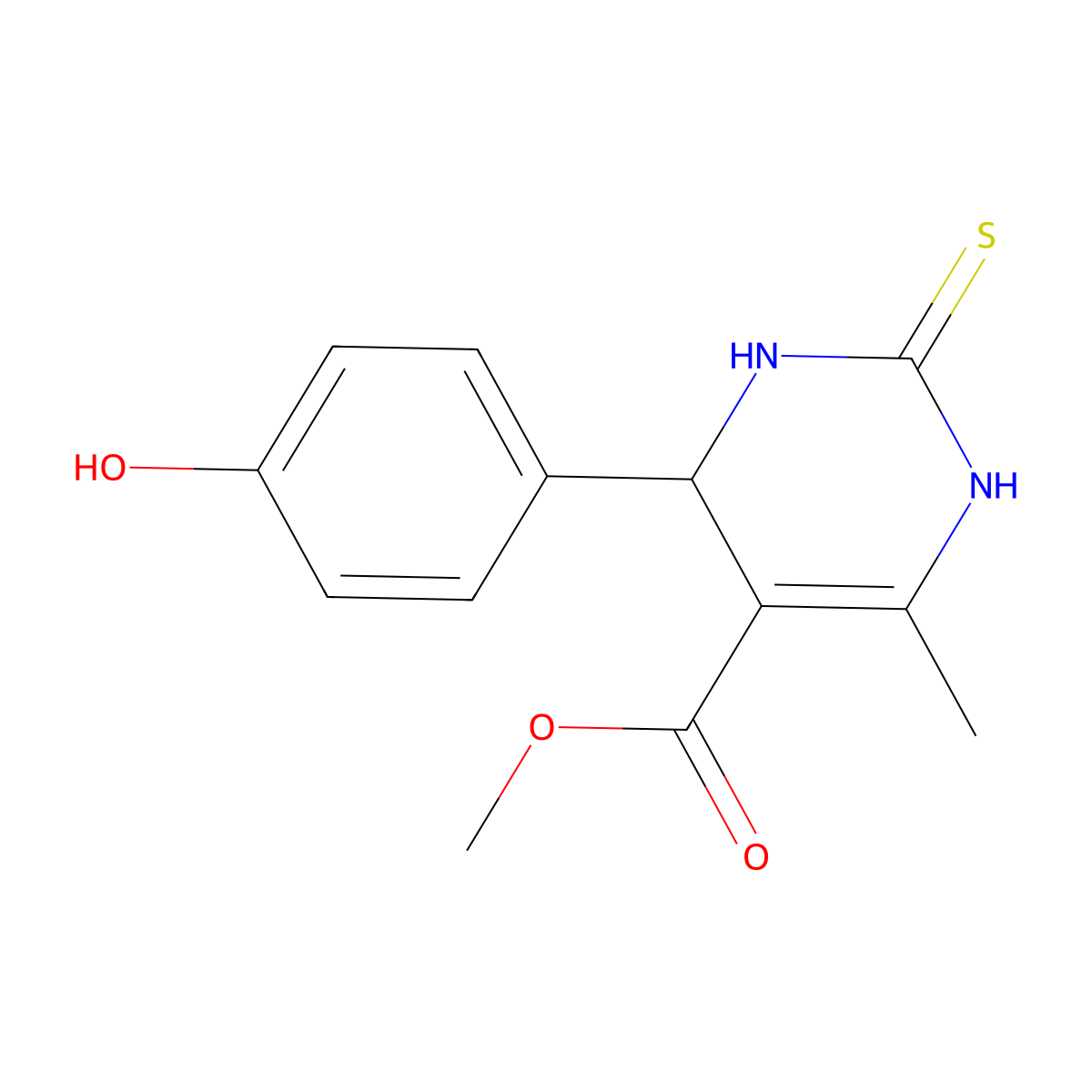 Methyl 4-(4-hydroxyphenyl)-6-methyl-2-thioxo-1,2,3,4-tetrahydropyrimidine-5-carboxylate molecular structure, CAS 314052-39-6