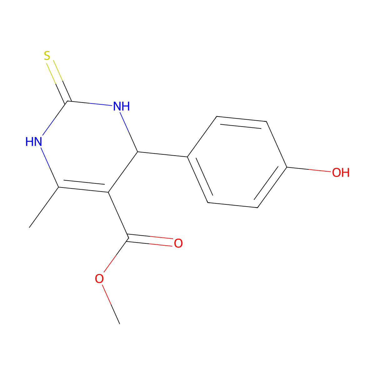 Methyl 4-(4-hydroxyphenyl)-6-methyl-2-thioxo-1,2,3,4-tetrahydropyrimidine-5-carboxylate molecular structure, CAS 314052-39-6