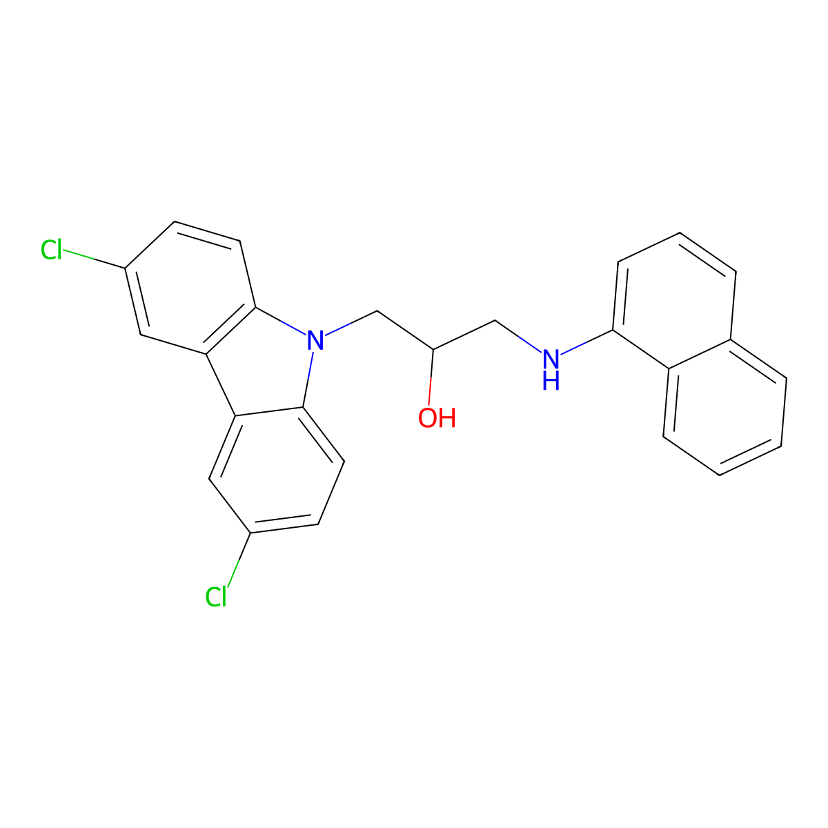 1-(3,6-dichloro-9H-carbazol-9-yl)-3-(naphthalen-1-ylamino)propan-2-ol molecular structure, CAS 314052-83-0